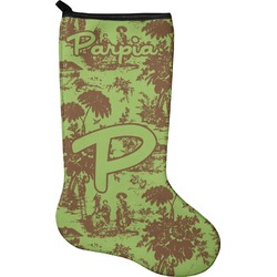 Green & Brown Toile Holiday Stocking - Single-Sided - Neoprene (Personalized)