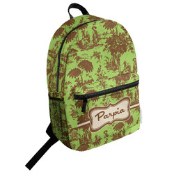 Green & Brown Toile Student Backpack (Personalized)