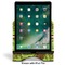 Green & Brown Toile Stylized Tablet Stand - Front with ipad