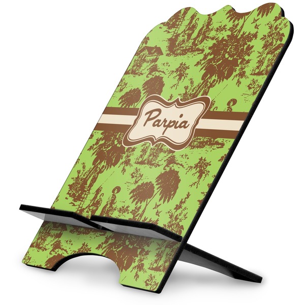 Custom Green & Brown Toile Stylized Tablet Stand (Personalized)