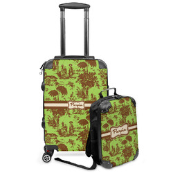 Green & Brown Toile Kids 2-Piece Luggage Set - Suitcase & Backpack (Personalized)