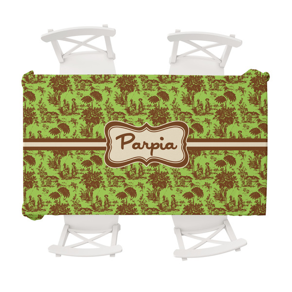 Custom Green & Brown Toile Tablecloth - 58"x102" (Personalized)