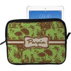 Green & Brown Toile Tablet Case / Sleeve - Large (Personalized)