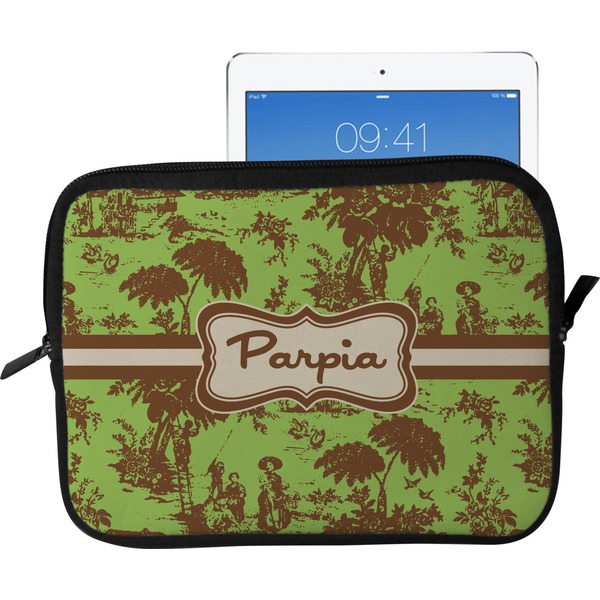 Green & Brown Toile Tablet Sleeve (Medium)