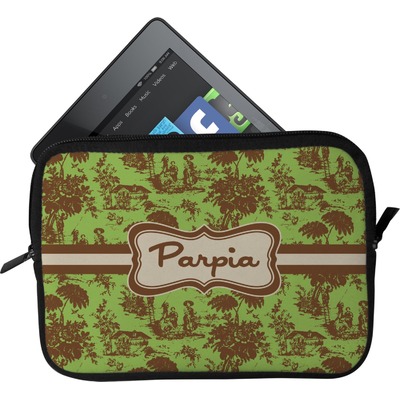Green & Brown Toile Tablet Case / Sleeve (Personalized)