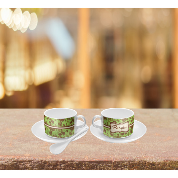 Green & Brown Toile Tea Cup Lifestyle