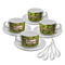 Green & Brown Toile Tea Cup - Set of 4