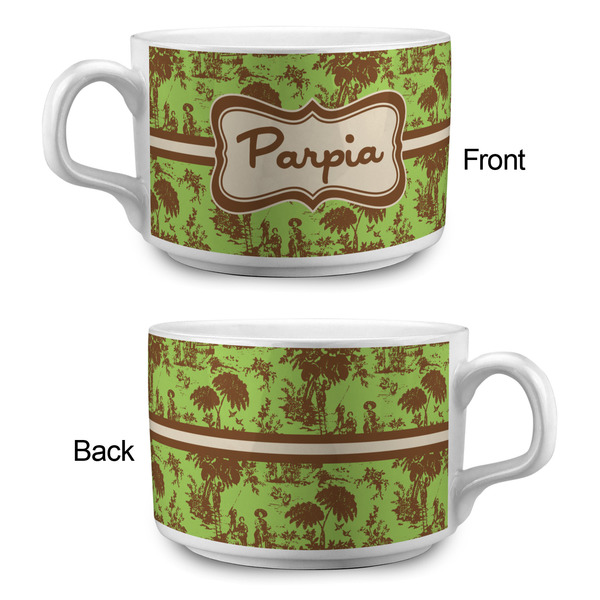 Green & Brown Toile Tea Cup - Single Apvl