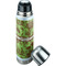 Green & Brown Toile Thermos - Lid Off