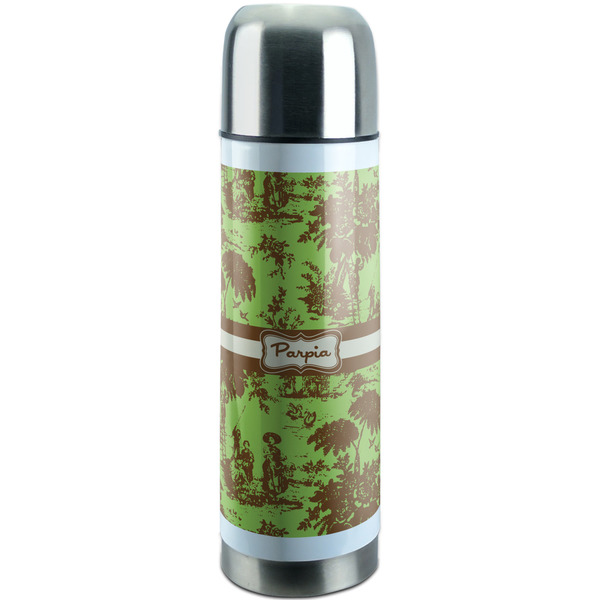 Custom Green & Brown Toile Stainless Steel Thermos (Personalized)