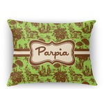 Green & Brown Toile Rectangular Throw Pillow Case (Personalized)