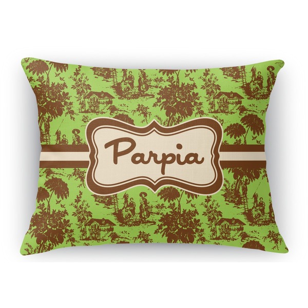 Custom Green & Brown Toile Rectangular Throw Pillow Case (Personalized)