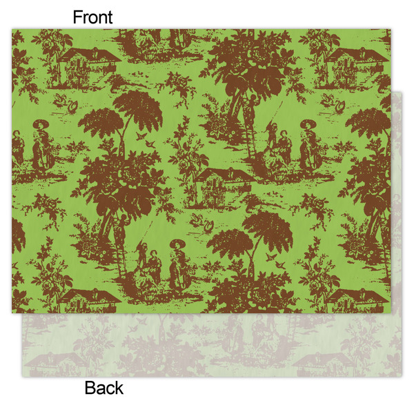 Green & Brown Toile Tissue Paper - Heavyweight - Medium - Front & Back