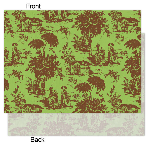 Green & Brown Toile Tissue Paper - Lightweight - Medium - Front & Back