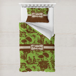 Green & Brown Toile Toddler Bedding Set - With Pillowcase (Personalized)