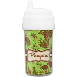 Green & Brown Toile Toddler Sippy Cup (Personalized)