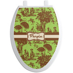 Green & Brown Toile Toilet Seat Decal - Elongated (Personalized)