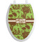Green & Brown Toile Toilet Seat Decal - Elongated (Personalized)