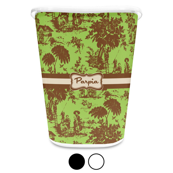Green & Brown Toile Custom Waste Basket