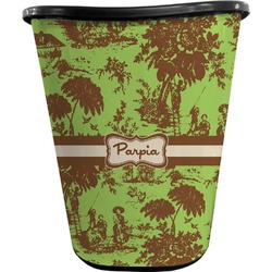 Green & Brown Toile Waste Basket - Double Sided (Black) (Personalized)