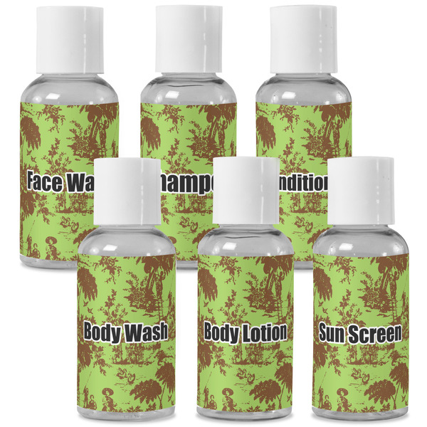 Custom Green & Brown Toile Travel Bottles (Personalized)