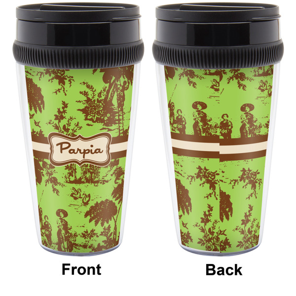 Green & Brown Toile Travel Mug Approval (Personalized)