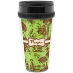 Green & Brown Toile Acrylic Travel Mug without Handle (Personalized)