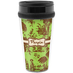 Green & Brown Toile Acrylic Travel Mug without Handle (Personalized)