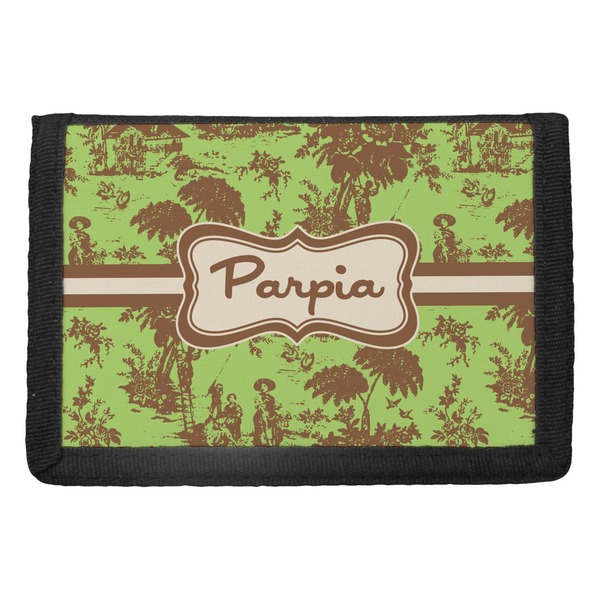 Custom Green & Brown Toile Trifold Wallet (Personalized)