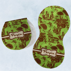 Green & Brown Toile Burp Pads - Velour - Set of 2 w/ Name or Text