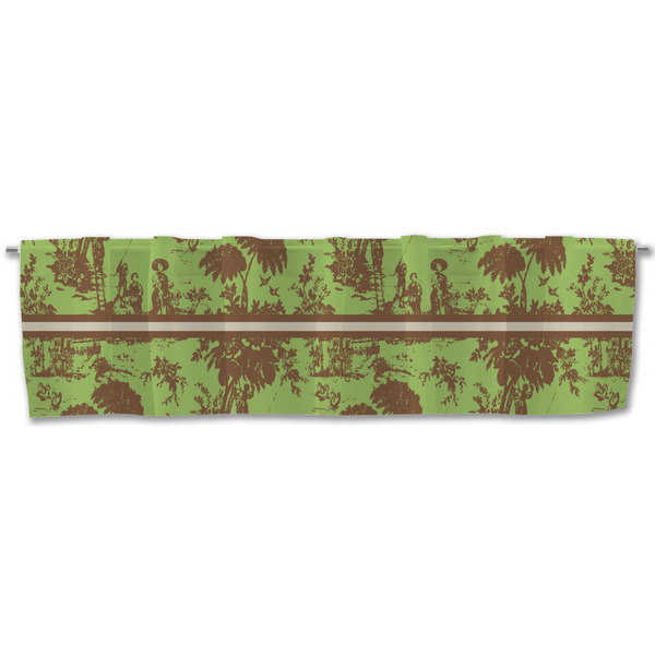 Green & Brown Toile Valance - Front