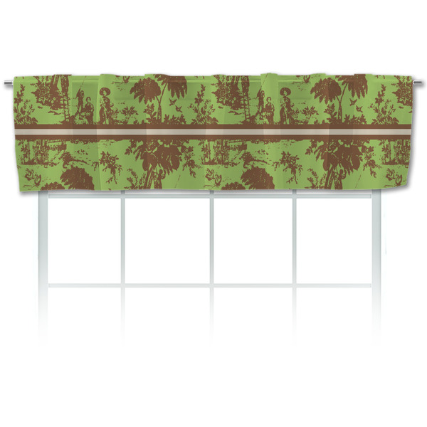 Custom Green & Brown Toile Valance