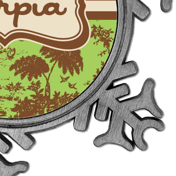 Green & Brown Toile Vintage Snowflake - Detail