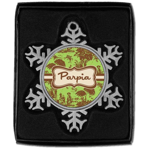 Green & Brown Toile Vintage Snowflake - In box