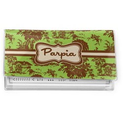 Green & Brown Toile Vinyl Checkbook Cover (Personalized)