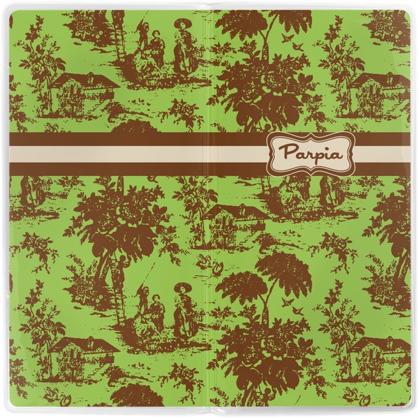 Green & Brown Toile Vinyl Document Wallet - Apvl