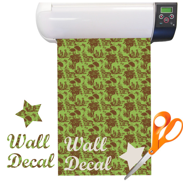 Custom Green & Brown Toile Vinyl Sheet (Re-position-able)
