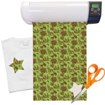 Green & Brown Toile Heat Transfer Vinyl Sheet (12"x18")