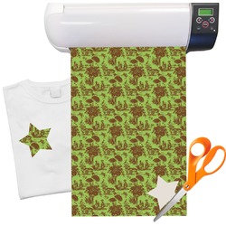 Green & Brown Toile Heat Transfer Vinyl Sheet (12"x18")