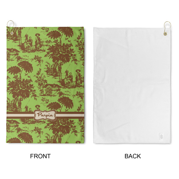 Green & Brown Toile Waffle Weave Golf Towel - Approval