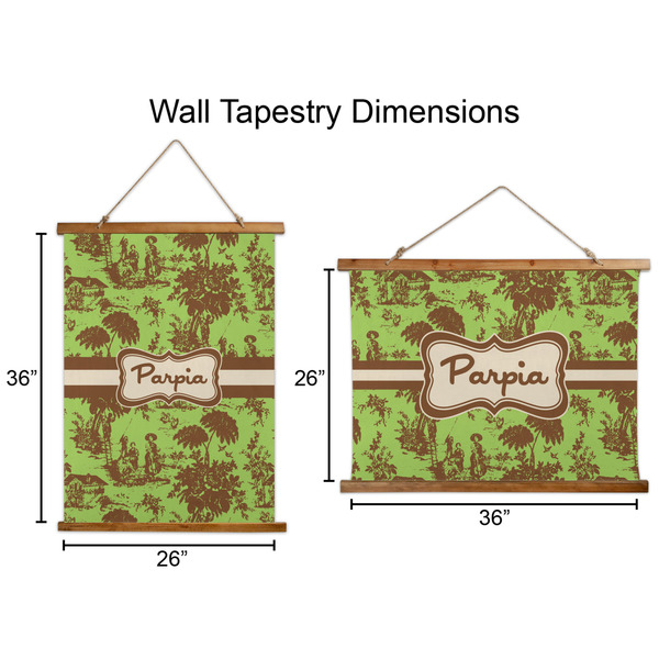 Green & Brown Toile Wall Hanging Tapestries - Parent/Sizing
