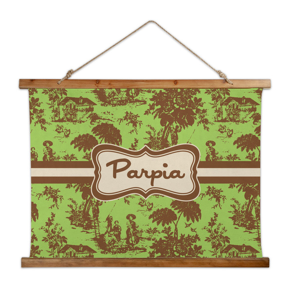 Custom Green & Brown Toile Wall Hanging Tapestry - Wide (Personalized)