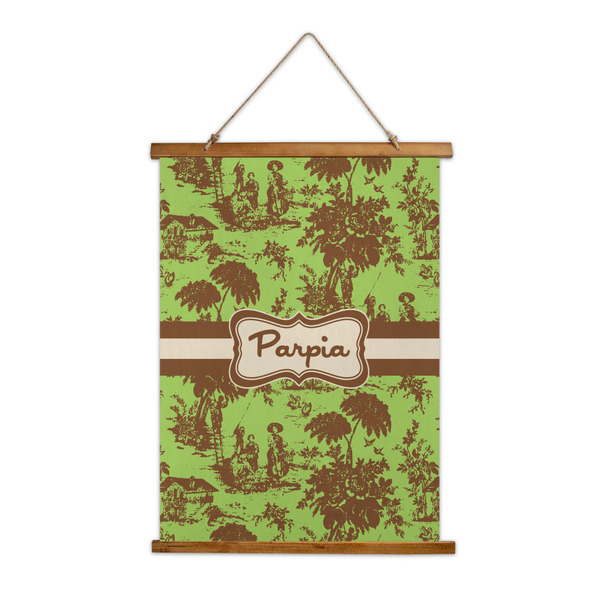Custom Green & Brown Toile Wall Hanging Tapestry (Personalized)