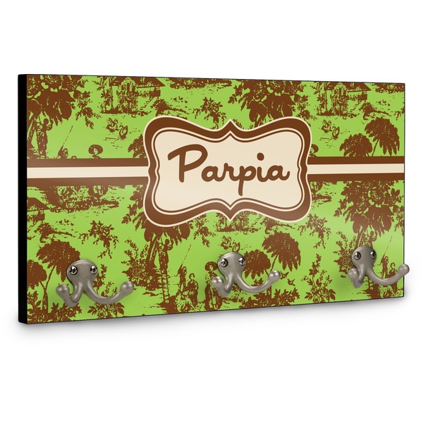 Green & Brown Toile Coat Hanger Main