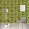 Green & Brown Toile Wallpaper Scene
