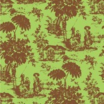 Green & Brown Toile Wallpaper & Surface Covering (Water Activated 24"x 24" Sample)