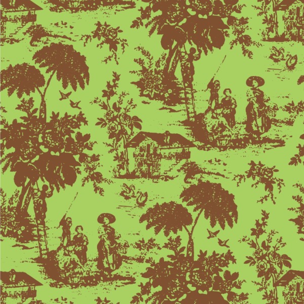 Custom Green & Brown Toile Wallpaper & Surface Covering (Water Activated 24"x 24" Sample)