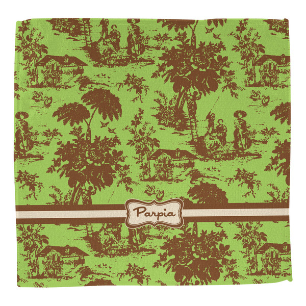 Green & Brown Toile Washcloth - Front - No Soap