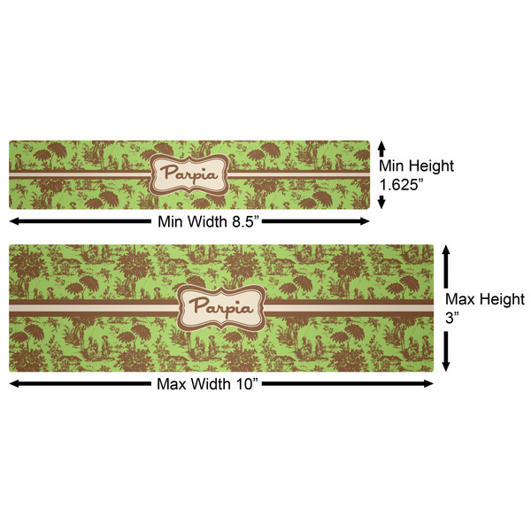 Green & Brown Toile Water Bottle Labels w/ Dimensions