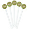 Green & Brown Toile White Plastic 5.5" Stir Stick - Fan View